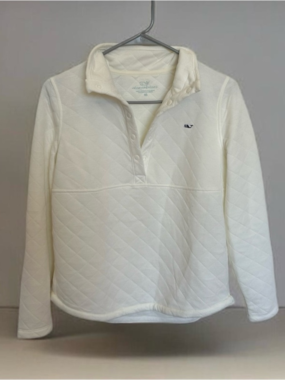 Vineyard Vines Cream Quilted Snap-Front Turtleneck Pullover